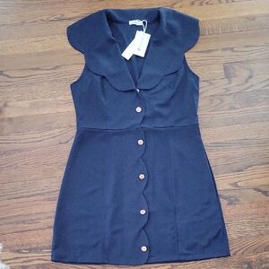 Morhuduck Chic Navy Button-Up Mini Dress